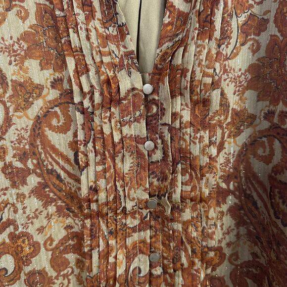 House of Harlow Burnt Orange Paisley Long Sleeve Dress - Picture 4 of 9